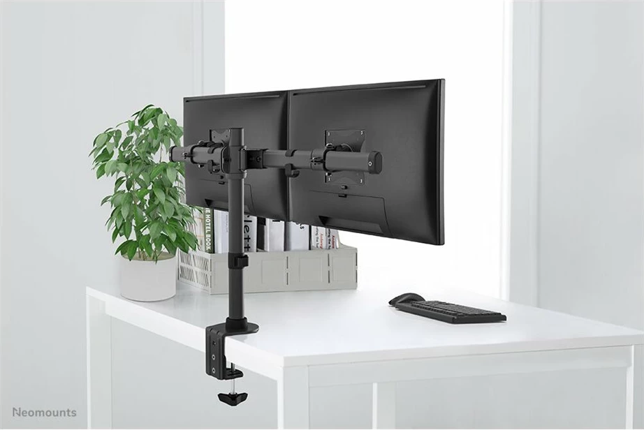 Mbajtëse tavoline për monitorë Neomounts FPMA-DCB100DBLACK, për 2 ekrane, e zezë