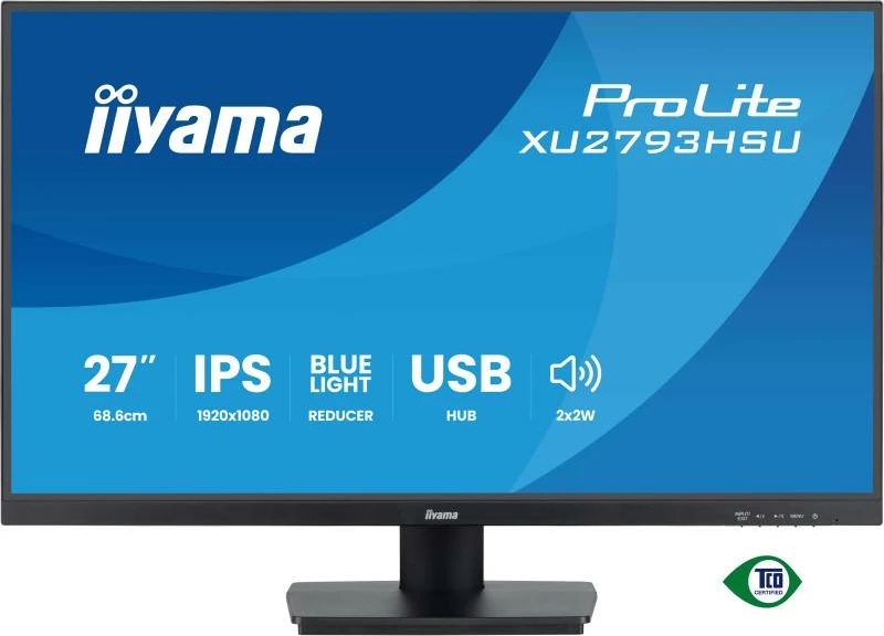 Monitor, iiyama, ProLite XU2793HSU-B7, 27" IPS Full HD 100Hz AdaptiveSync, USB hub, altoparlantë, e zezë