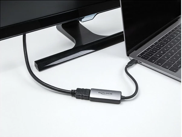 Adapter USB-C në HDMI DeLOCK 64264, 0.17m, 8K HDR, i zi/gri