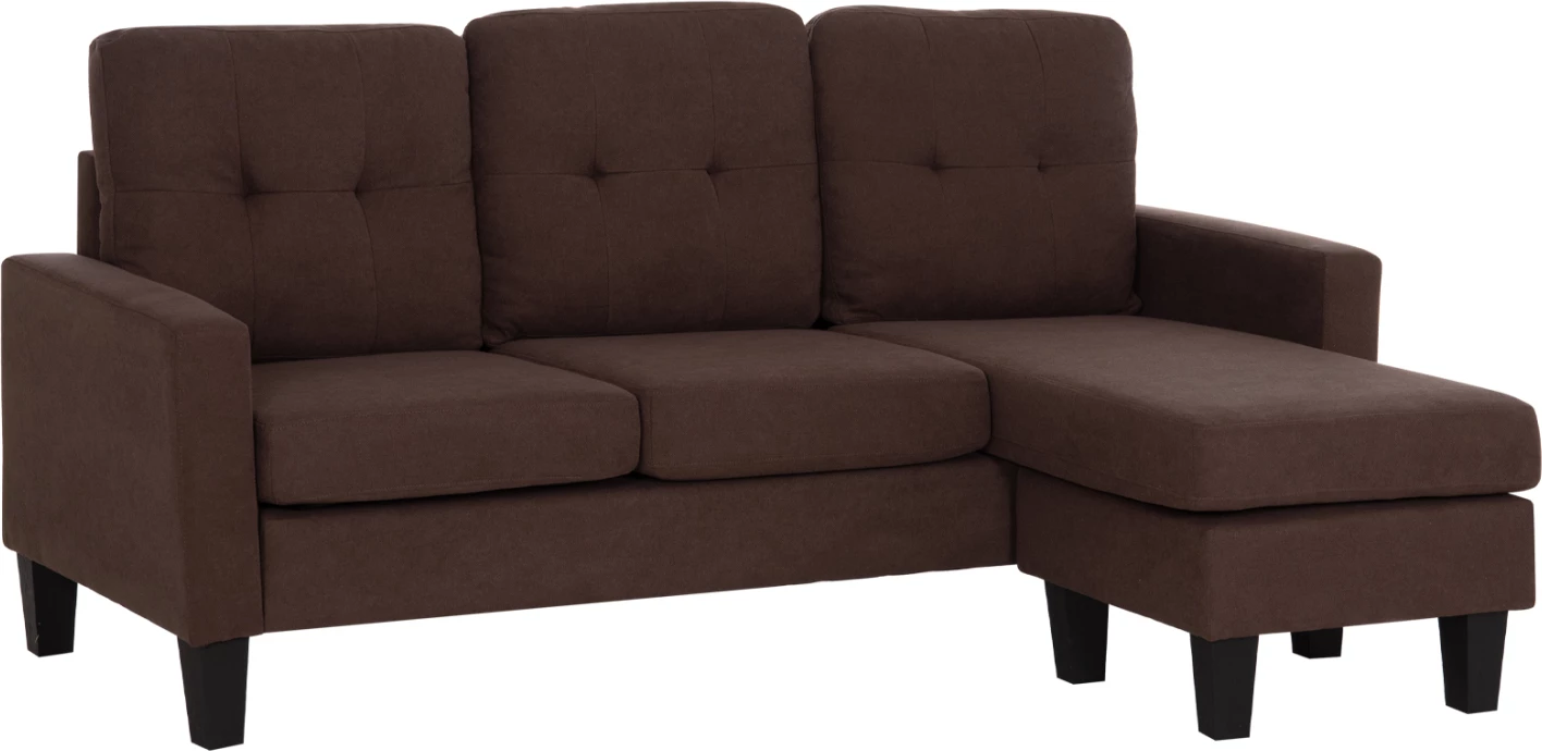 Sofë këndore reversibile Meggy FH3297.12, stof liri kafe, 184.5x129x86 cm