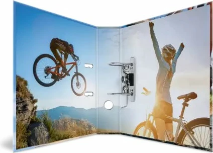 Dosje A4 HERMA, karton, motiv mountain bike, shumëngjyrëshe, 7 cm, me mekanizëm lever