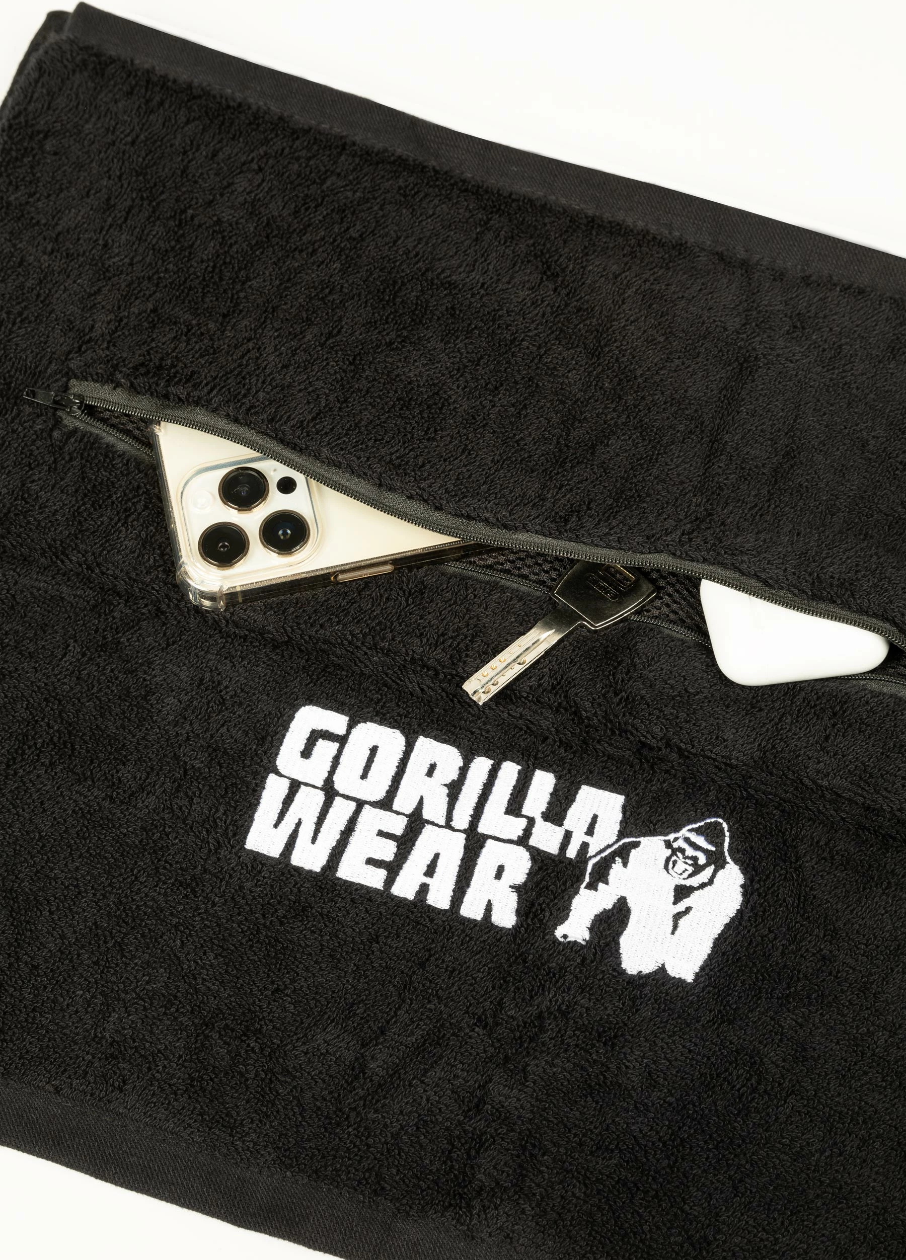 Zip Pocket Gym Towel - Black