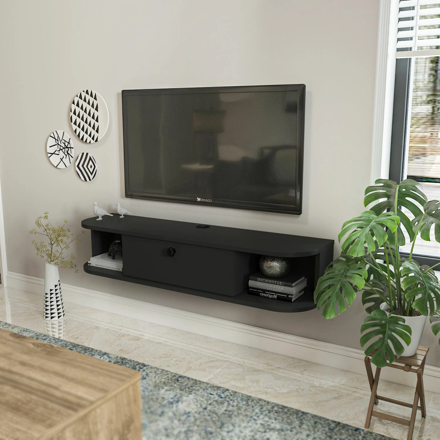 Komodë televizori Skye Decor, ngjyrë antracit, Ibarra