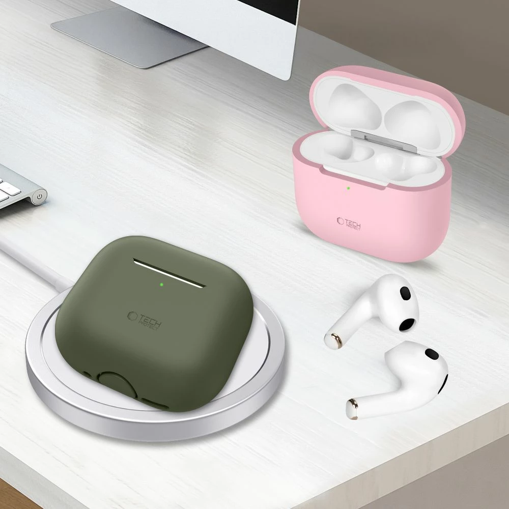 Mbështjellës silikoni Tech-Protect për AirPods 4, i gjelbër