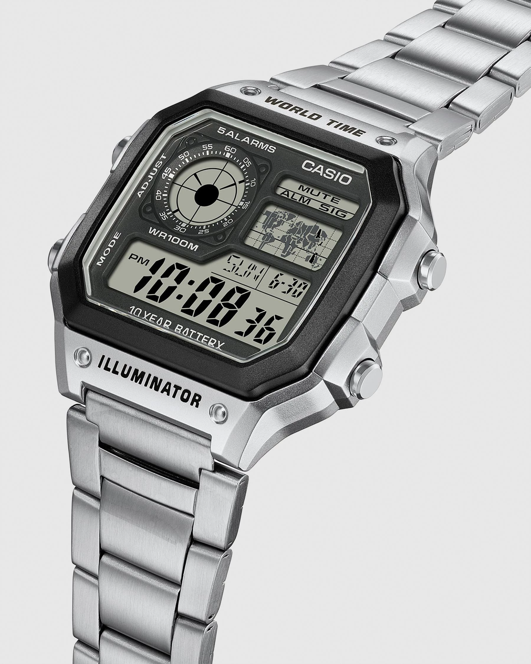Orë dore Casio AE-1200WHD-1A, e argjendtë