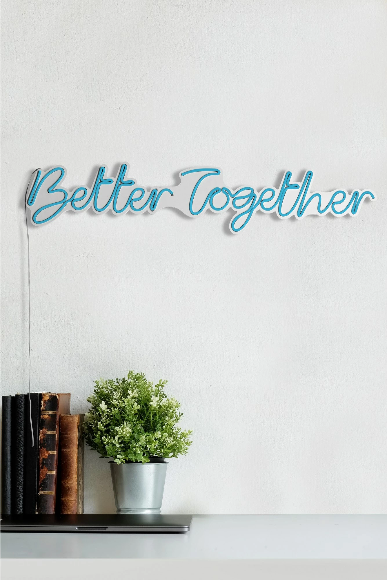 Dekor dritash LED plastike, 'Better Together', ngjyrë e kaltër