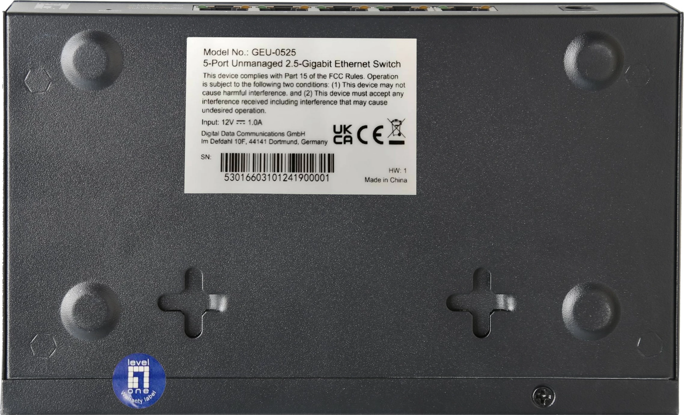 Switch LevelOne 5-Port, 2.5G Ethernet, Pa menaxhim, Montueshëm në mur