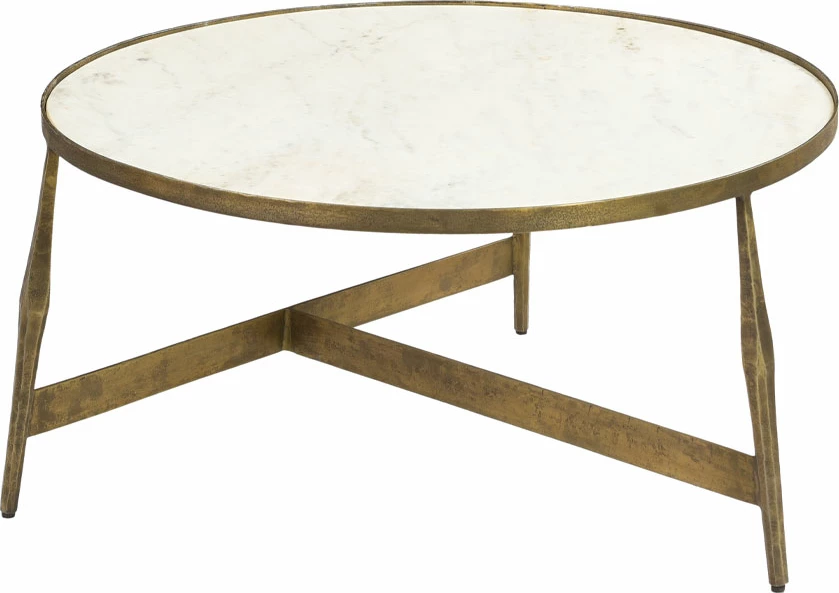 Tavolinë kafeje BLANCHE, mermer i bardhë, metal ngjyrë bronzi antik, 81x81x41cm