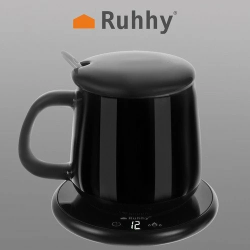 Ngrohës elektrik për filxhan Ruhhy 22125, kupa 400 ml me kapak + lugë, timer 1-9 h, 40/60°C, e zezë