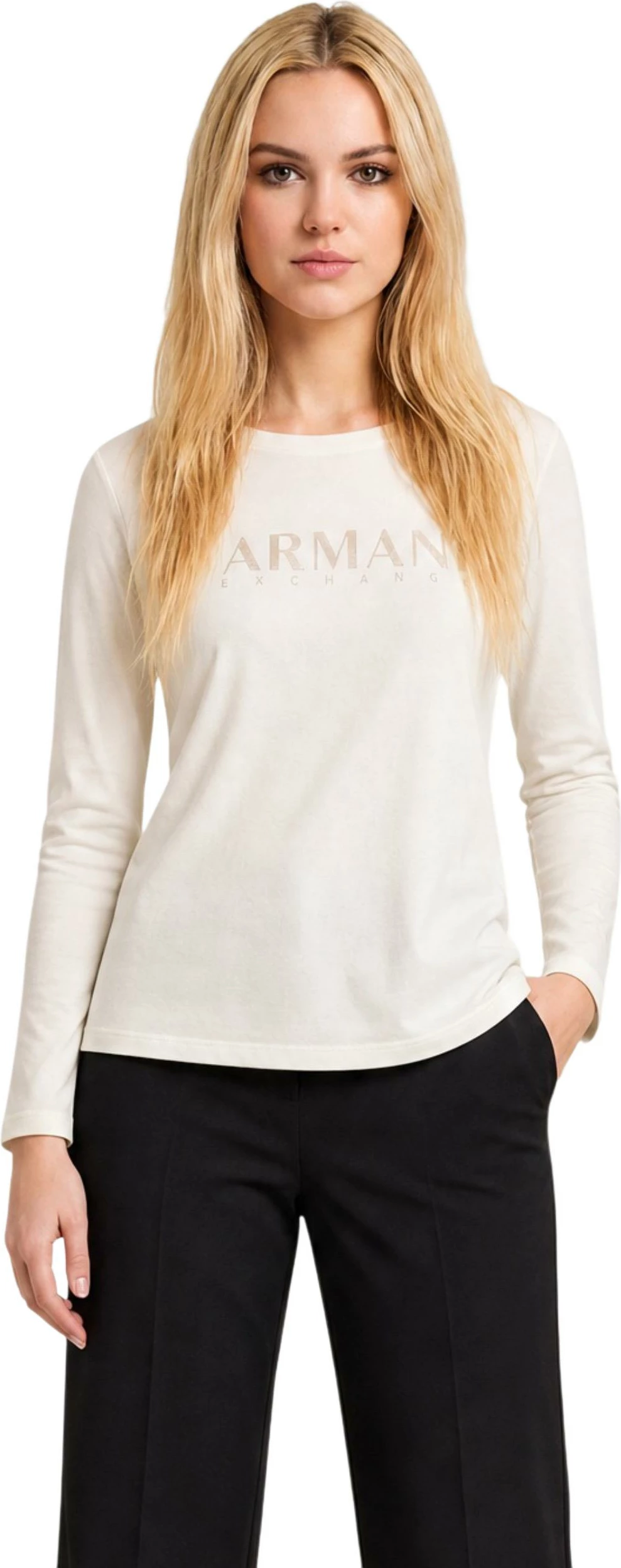 Maicë me mëngë të gjata për femra Armani Exchange XW002761 AF23954, bezhë [Madhësia: S]