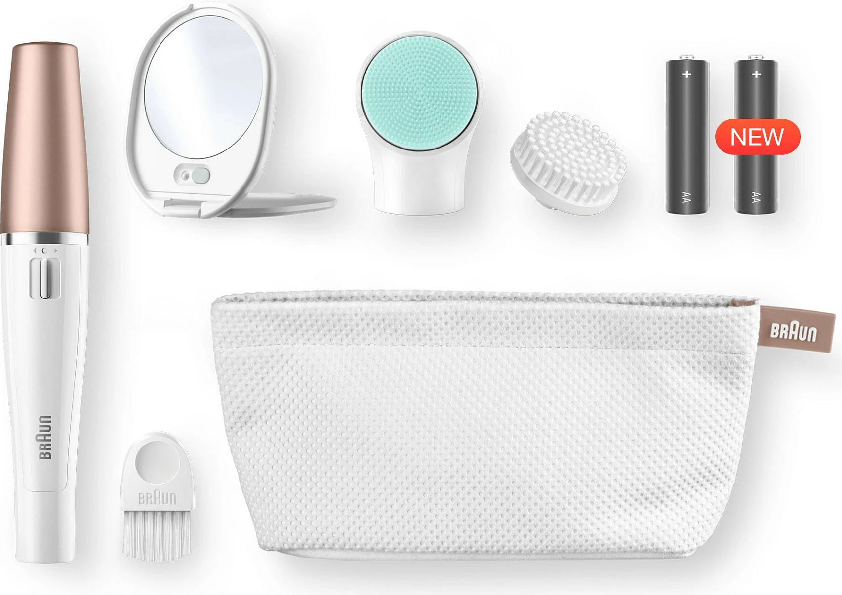 Epilator fytyre Braun FaceSpa 851V, AA 1.5V, ari/bardhë