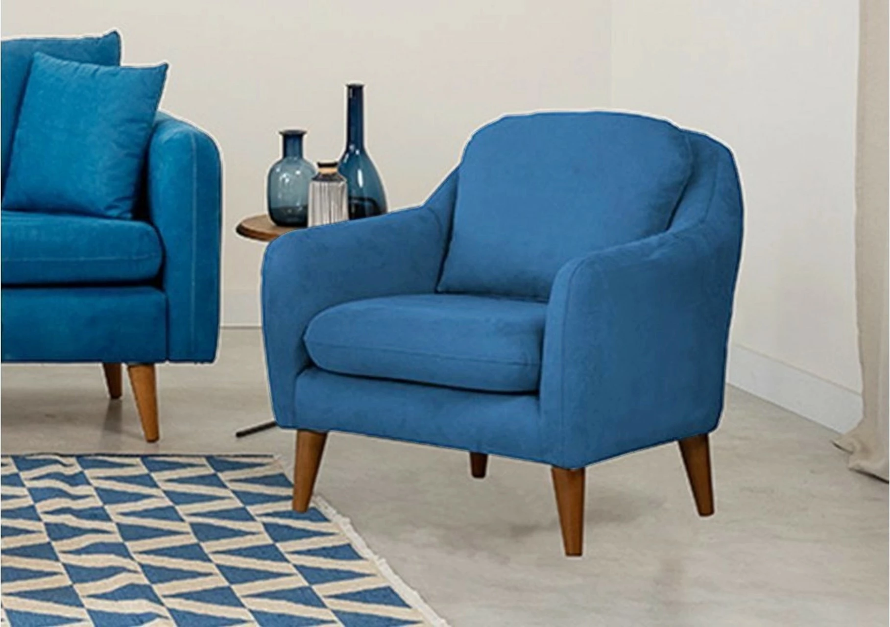 Set divani Atelier del Sofa, Sofia-TKM05-0201, ngjyrë kaltër e errët