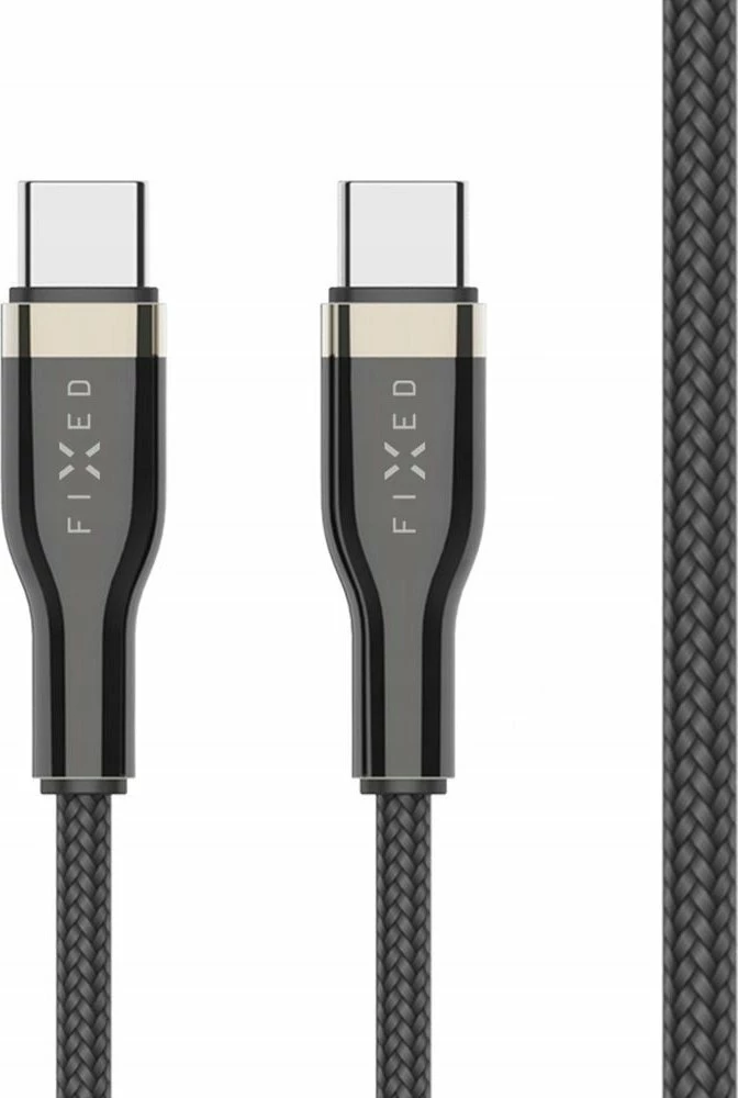 Kabllo USB-C Fixed FIXDB-CC12-BK 1.2m 100W e thurur, e zezë, me organizues ngjitës dhe shirit Velcro