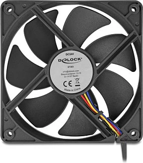 Ventilator për kasë DeLOCK 67303, 120mm, 2000RPM, 4-pin, 24V, i zi