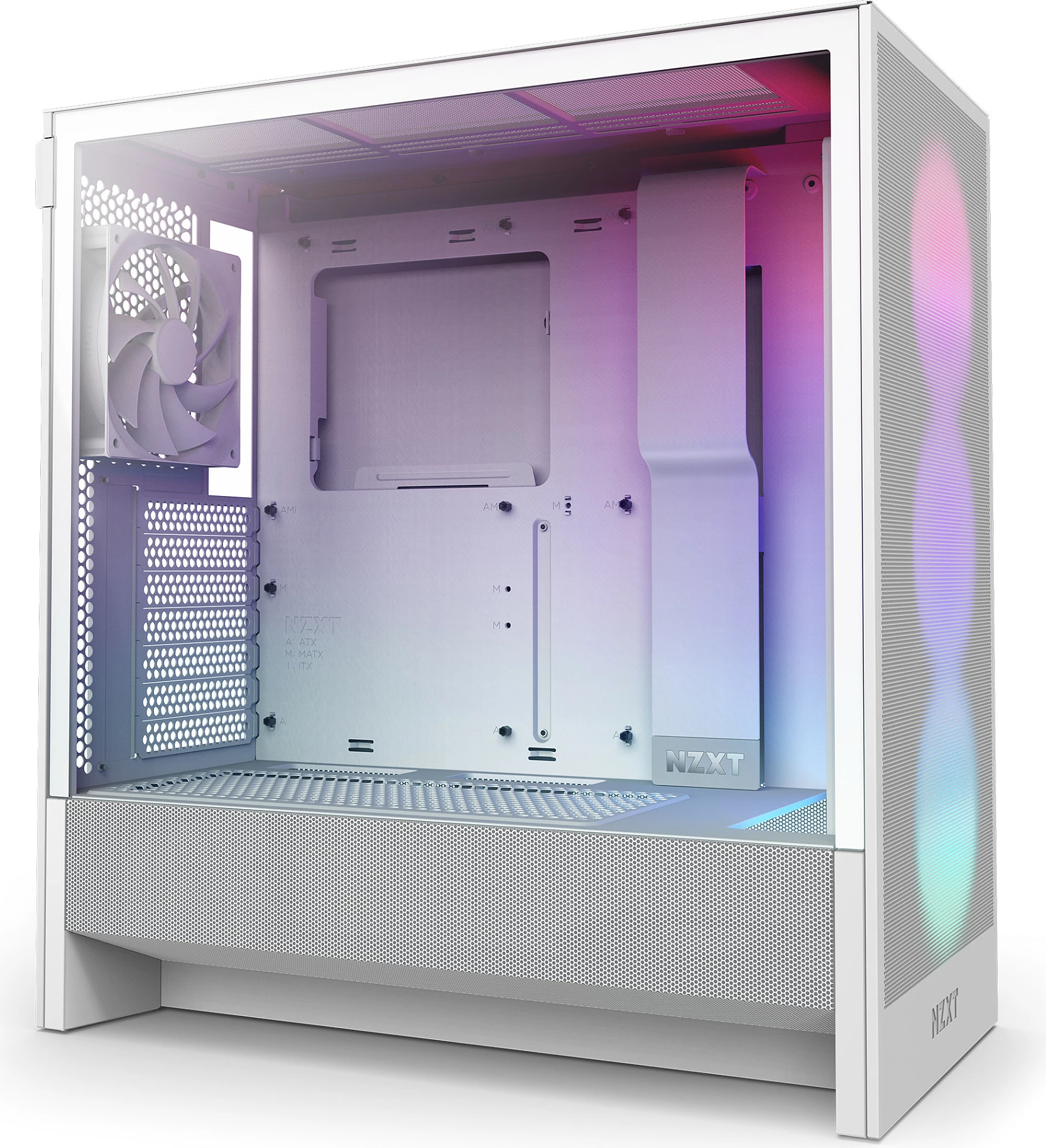 Kasë NZXT H5 Flow RGB, Midi Tower, ATX/EATX/micro ATX/Mini-ITX, xham i kalitur, RGB, e bardhë