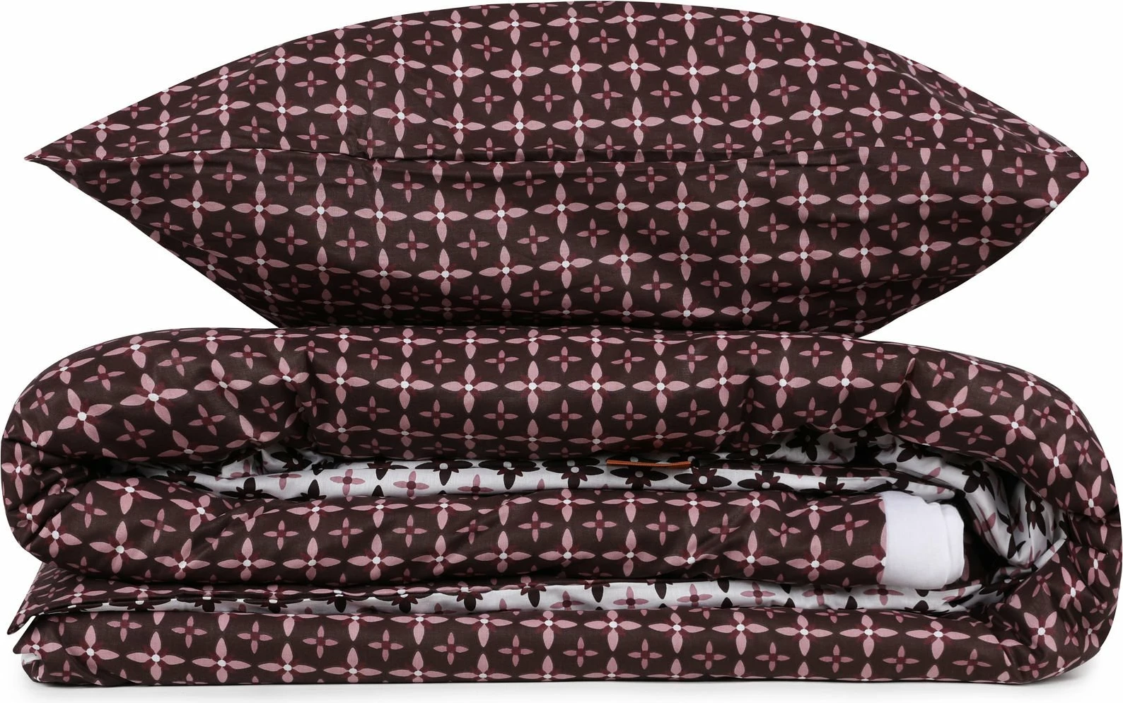 Set mbulesë për jorgan dopio Ranforce, L'essentiel, Camicia, ngjyrë e kuqe e errët dhe e bardhë