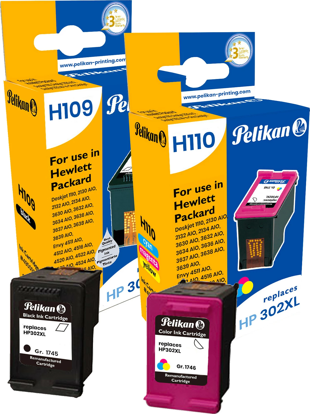 Kartrixha boje Pelikan HP 302XL Multi-Pack, 2 copë (Black + Color CMY)