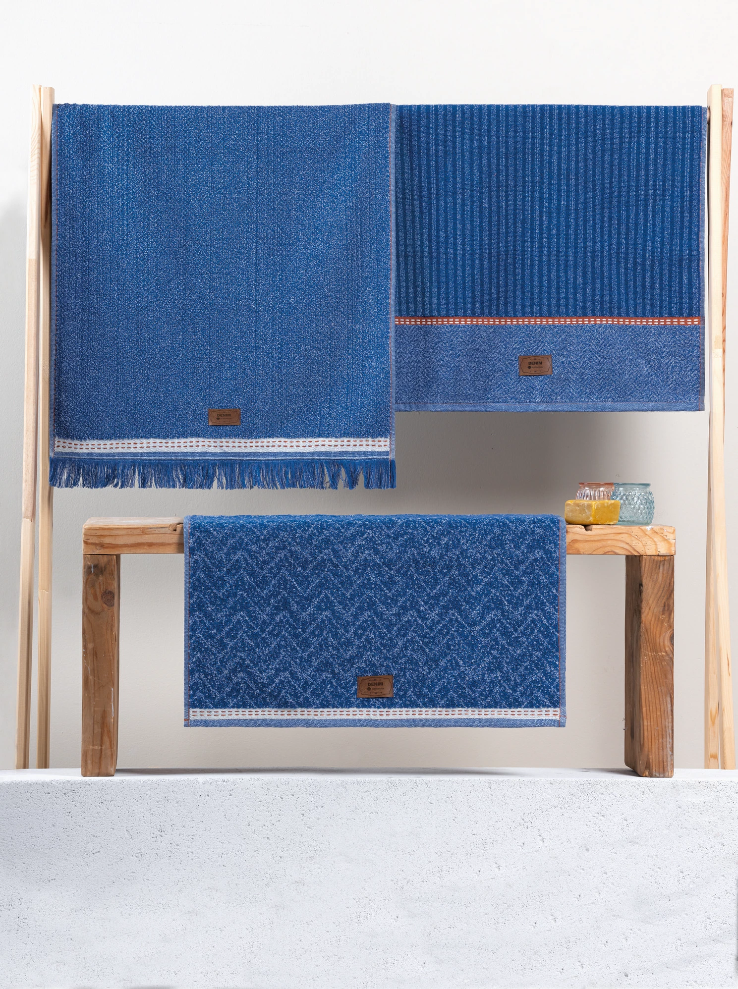 Set peshqirësh duarsh (3 copë), Mijölnir, ngjyrë denim-blu