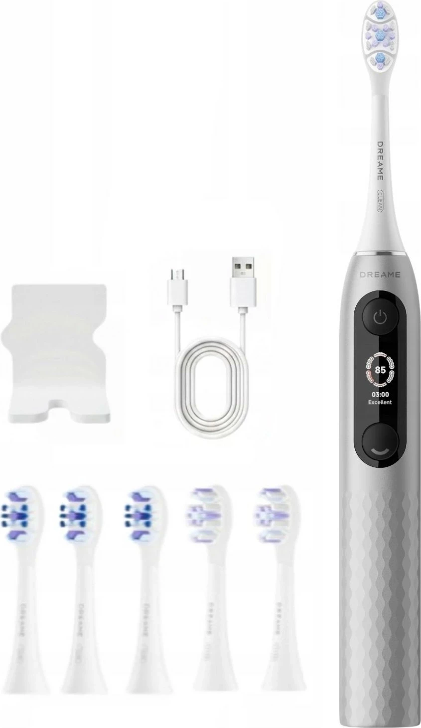 Furçë dhëmbësh sonike Dreame E10F Set, 7 modalitete, ekran interaktiv, ngjyrë argjendtë