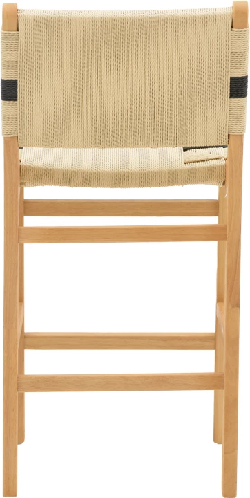 Karrige për bar Julien, dru gome natyral, litar natyral-zi, 45x46x95 cm