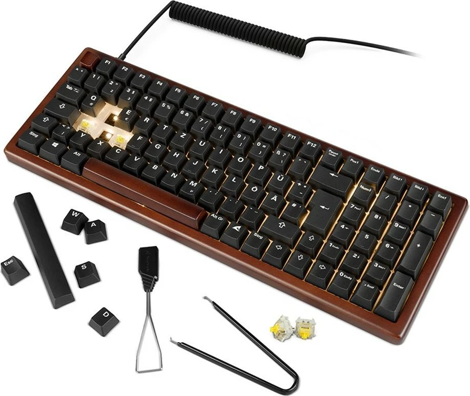 Tastierë gaming Sharkoon Skiller SGK50S2 Wood, mekanike, pa numpad, e zezë/kafe