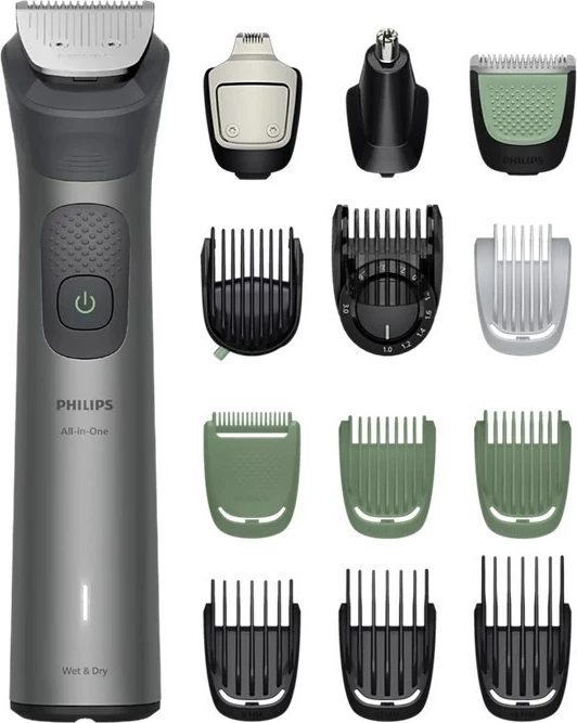 Makinë rroje Philips Series 7000 MG7921/15 15-në-1, pa kabllo, wet & dry, gri/jeshile, set 15 pjesë