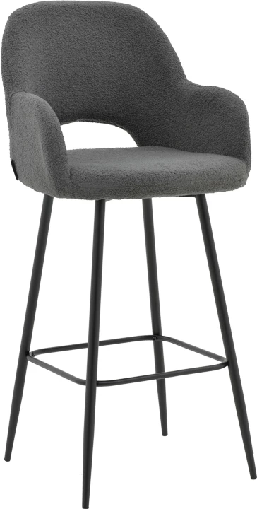 Karrige për bar Renish bouclé ngjyrë gri-këmbë metalike të zeza 51x57x114cm