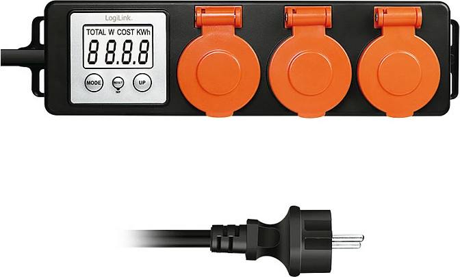 Matës i kostos së energjisë LogiLink, 3 priza, për jashtë