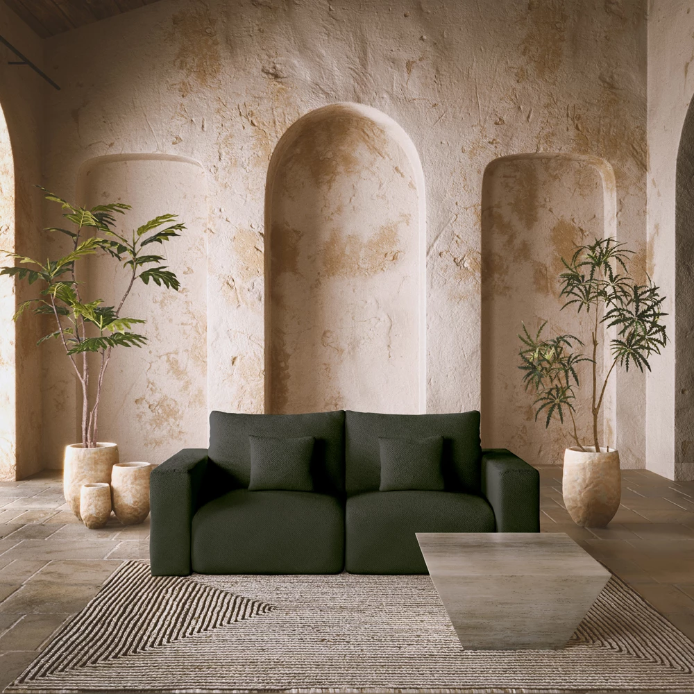 Fotelë këndore BOX me krah të kthyeshëm, ngjyrë ulliri, 107x107x85