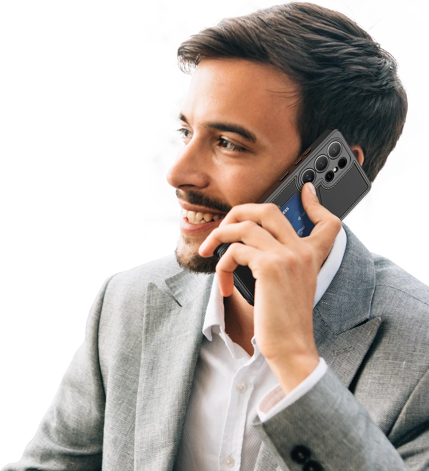 Mbështjellës Dux Ducis Rafi II për Samsung Galaxy S25 Ultra, me stand dhe xhepa për kartela, i zi