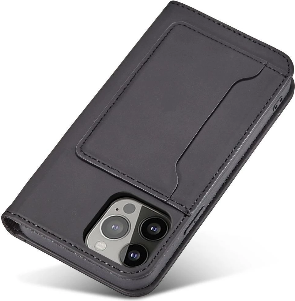 Mbështjellës Hurtel Magnet Card Case për iPhone 14 Pro, me kapak, portofol dhe mbajtëse, i zi
