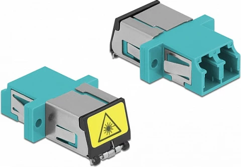 Adapter fibër optike DeLOCK LC/LC Duplex OM3 multimode, Aqua
