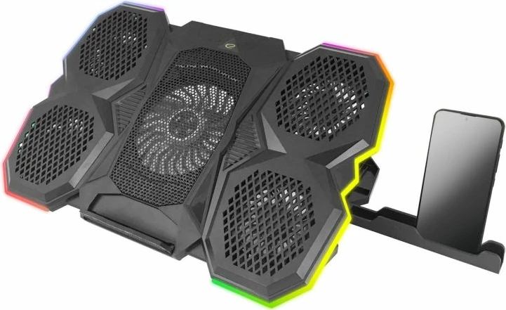 Stand ftohës gaming Esperanza Breva EGC107 me mbajtëse telefoni, i zi