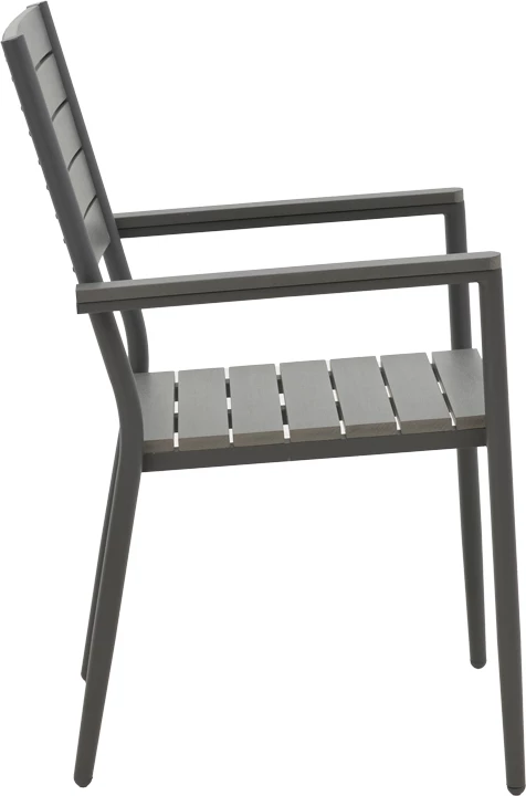 Tavolinë me karrige për terasë Uplift-Kliton, set 5 copë, alumin, plywood, ngjyrë antracit, 80x80x74cm