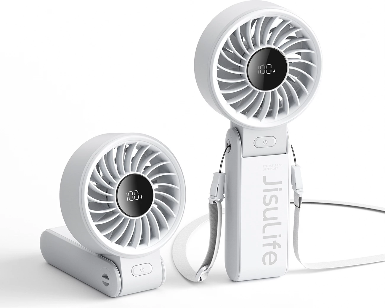 Ventilator dore Jisulife Life7 3600mAh USB-C 5 nivele, gri, set me kabllo USB-C dhe rrip