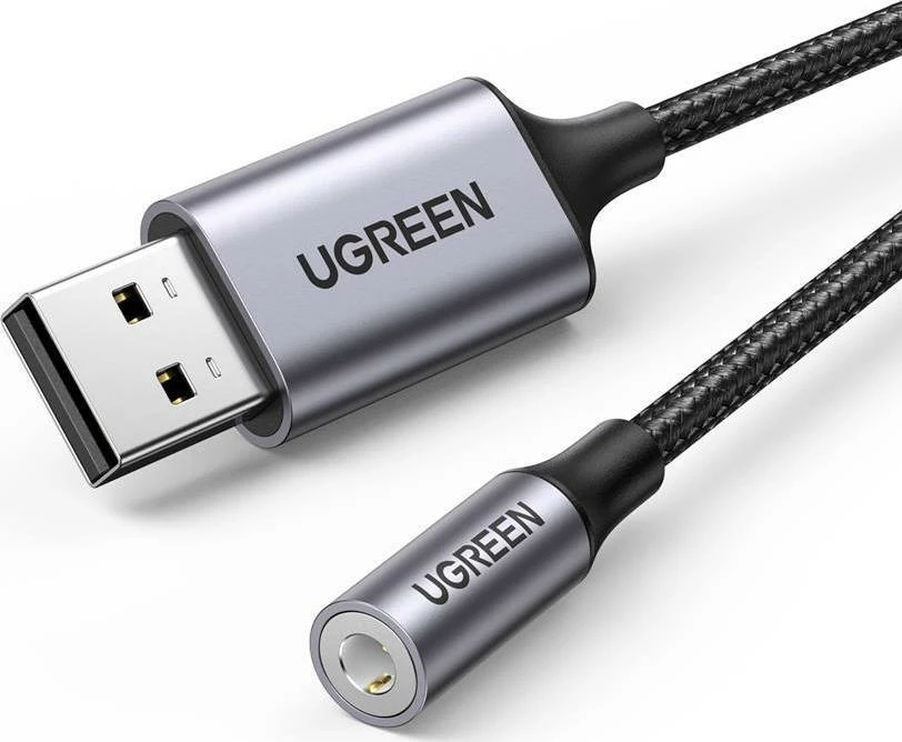 Adapter audio USB-A në Jack 3.5mm UGREEN CM477 (30757), zi/argjend