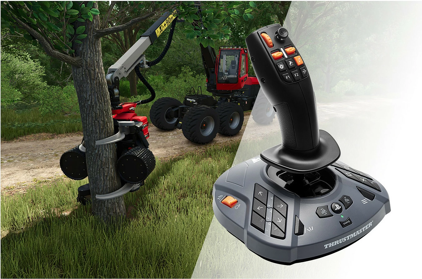 Volan gaming Thrustmaster T128P Simtask Farming Pack, USB me kabllo, Force Feedback, për PS5/PS4/PC, i zi