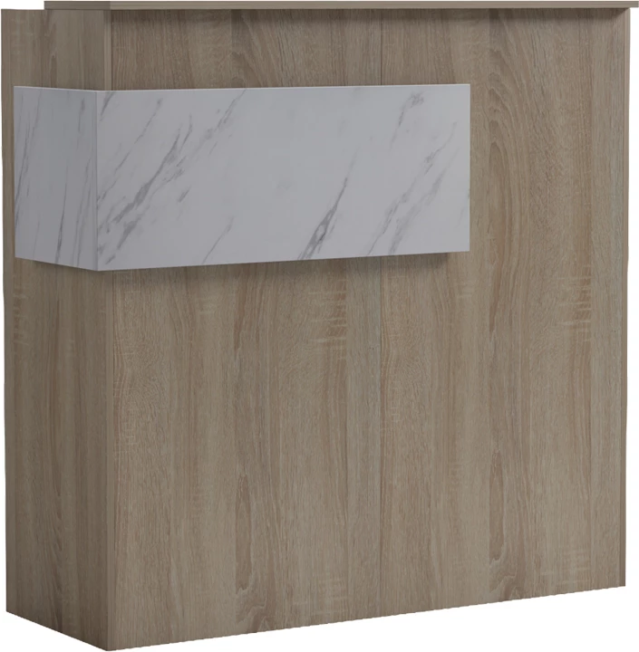 Banak pritjeje Optima, me LED, pamje sonoma dhe mermeri të bardhë, 110x40x110cm