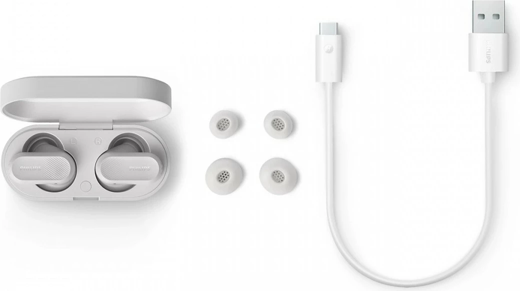 Kufje true wireless Bluetooth, Philips TAT3509, ANC, 24 orë, Bluetooth 5.3, IPX4, të bardha