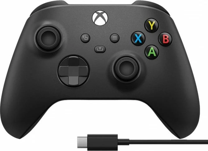 Kontroller lojrash Microsoft Xbox Wireless Controller 1V8-00002, për Xbox Series X/S/One dhe PC, Bluetooth, me kabllo USB-C 2.7 m, i zi