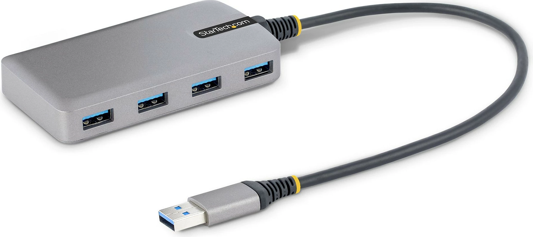 USB Hub StarTech 4-Port, USB 3.2 Gen 1 5Gbps, USB-A në 4x USB-A, me Micro-USB për energji shtesë, 30cm kabllo, gri