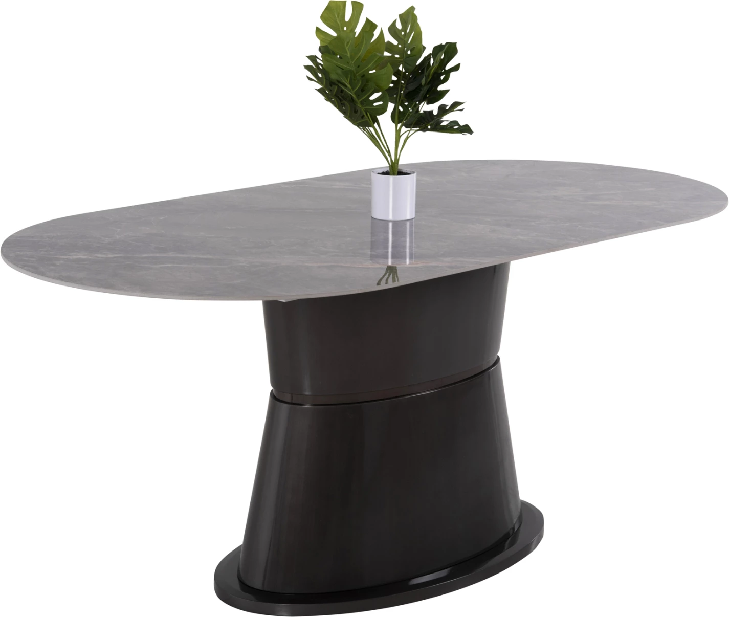 Tavolinë ngrënieje BENT FH9773.01, qeramike, ngjyrë mermeri gri, bazë MDF ngjyrë antracit, 180x90x76 cm