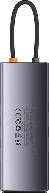 Kasë Baseus Metal Gleam Series 7-in-1, USB-C në 3x USB 3.0, HDMI, USB-C PD, VGA, Ethernet RJ45, Gri