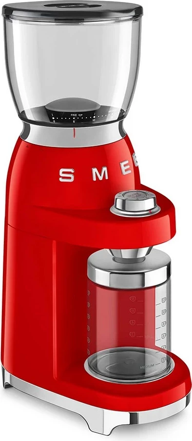 Mulli kafeje SMEG CGF11RDEU, Stil 50's, i kuq