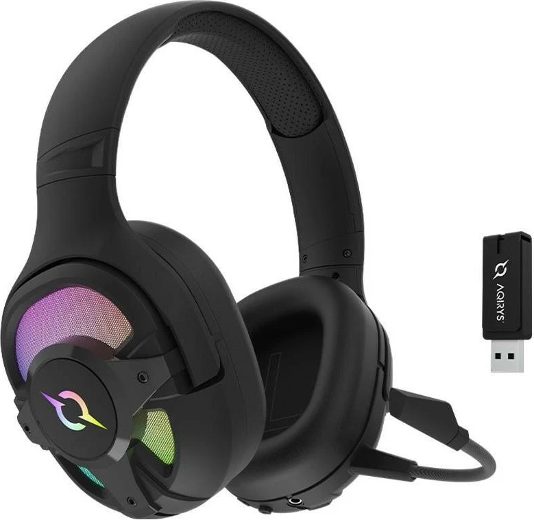 Kufje AQIRYS ARA, Wireless&BT+Wired, për lojtarë, ngjyrë e zezë