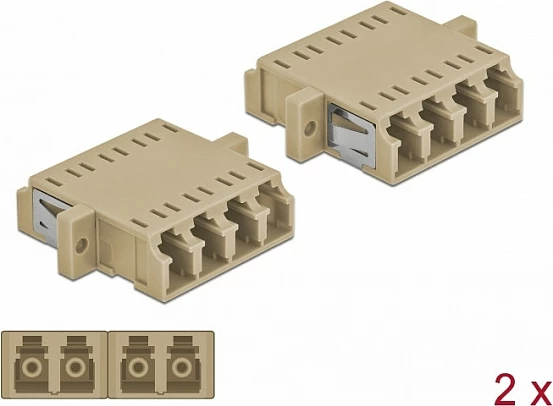 Kuplues fibër optike DeLOCK LC Quad, Female/Female, single-mode, 2 copë, bezhë