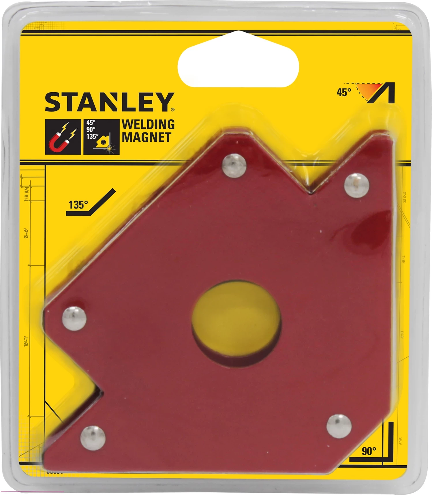 Mbajtës magnetik për saldim Stanley 98031, 45°/90°/135°, i kuq