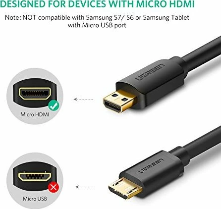 Kabllo Micro HDMI në HDMI Ugreen 30104 3 m 4K me Ethernet, e zezë