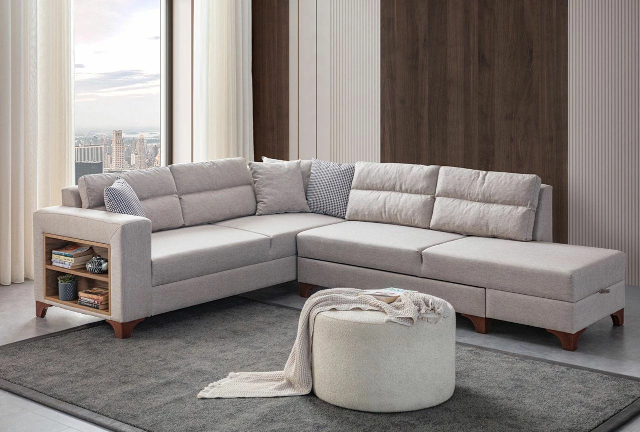 Kënd-sofë krevati Atelier del Sofa, Tloft majtas, krem
