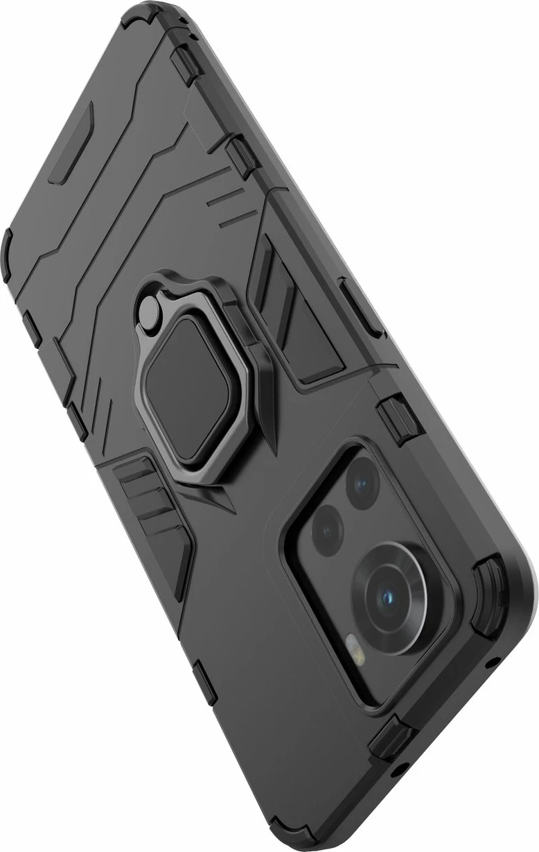 Mbështjellës Hurtel Ring Armor për OnePlus Ace, me dorezë magnetike, i zi